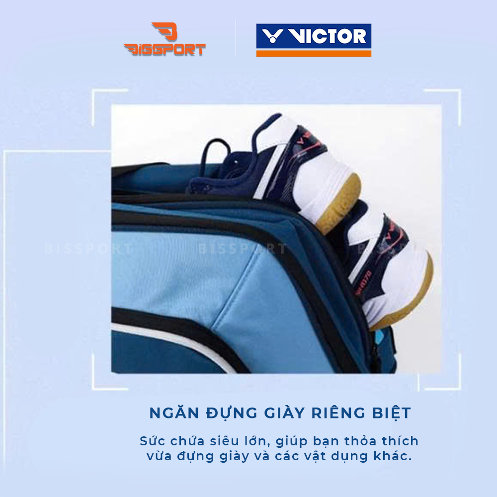 Túi Cầu Lông Victor 5615 BV Be Xanh Chính Hãng - Thiết Kế Hiện Đại, Sức Chứa Rộng Rãi - Bền Bỉ - Tiện Lợi - Nhẹ